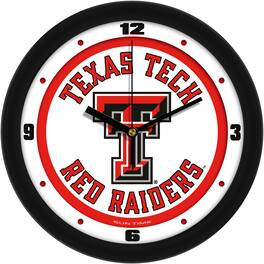 MpDirect - Texas Tech Red Raiders 11.5'' Suntime Premium Glass Face Traditional Logo Wall Clock - Multicolor