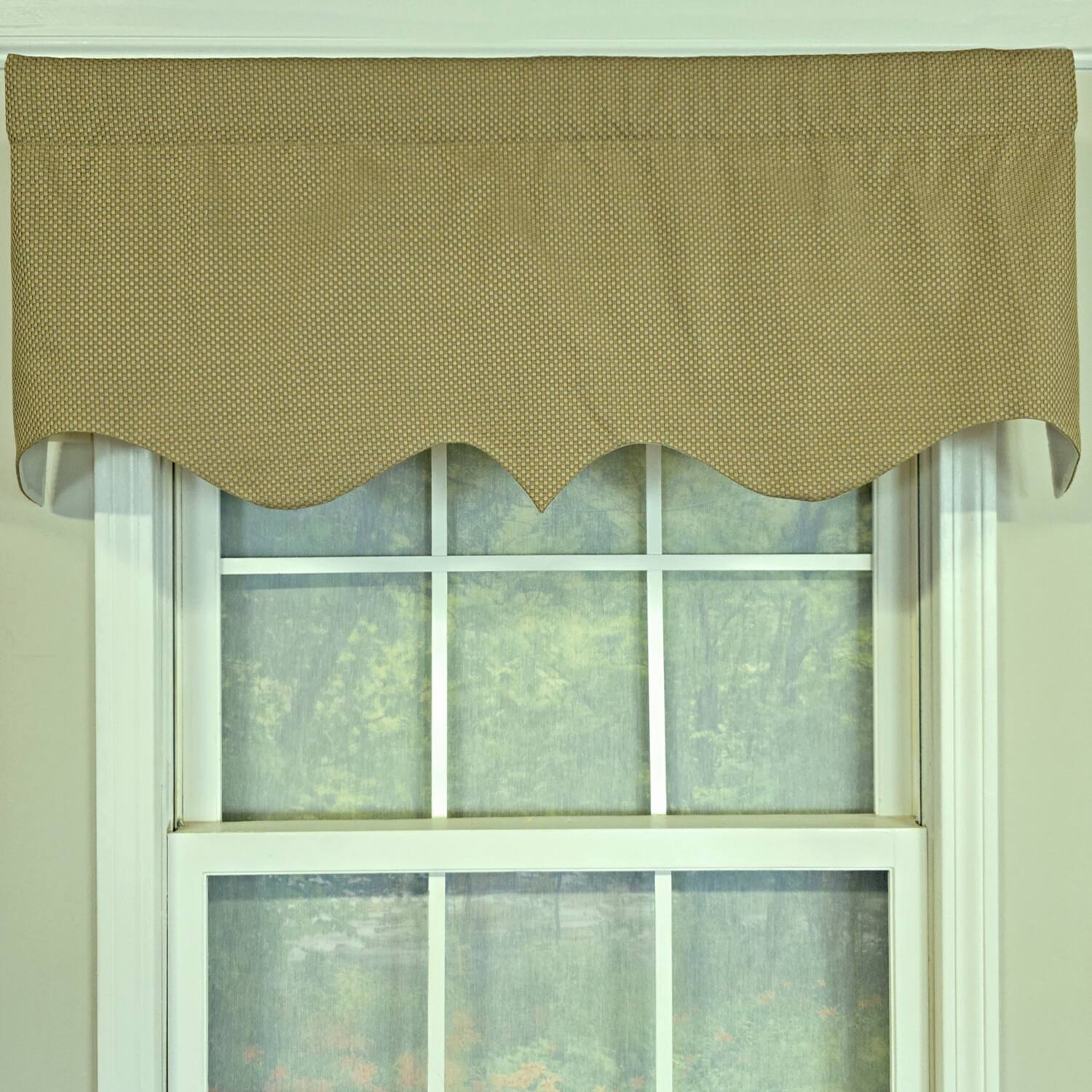 Angle. RLF Home - RLF Home 100% Cotton Basket Weave Regal With Poly/Cotton lining Rod Pocket Valance 50" x 15" Loden - Loden.