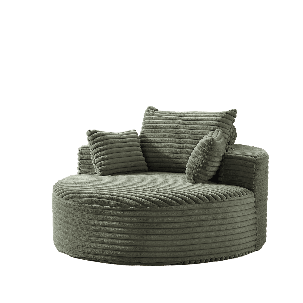 Alt View 8. Resenkos - 55"L Corduroy Single Sofa, Fluffy Modern Sleeper Chair for Living Room & Bedroom, No Assembly, Green - Green.