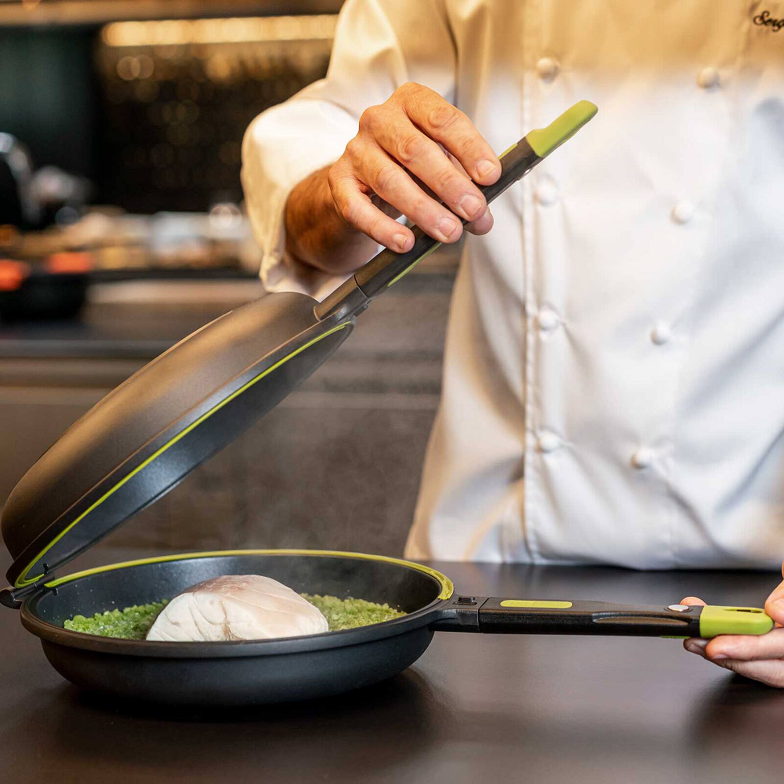 Alt View 5. BRA Cookware - Foodie Dual Frying Pan Double Skillet for Spanish Omelets & Frittatas, 10.2-Inch - Black.