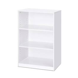 Hivvago - Modern 3-Shelf Bookcase Wood Finish - White