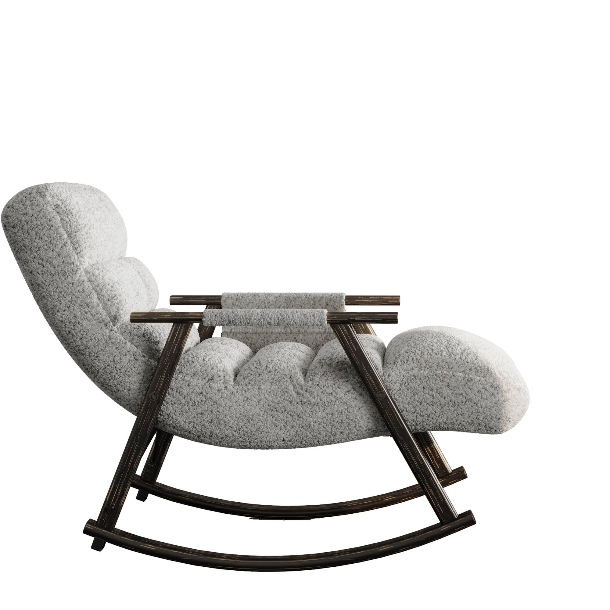 Alt View 7. GOODSILO - Adjustable High Back Casual Rocking Chair with Footrest and Side Pockets for Living Room Bedroom or Balcony - Grey.