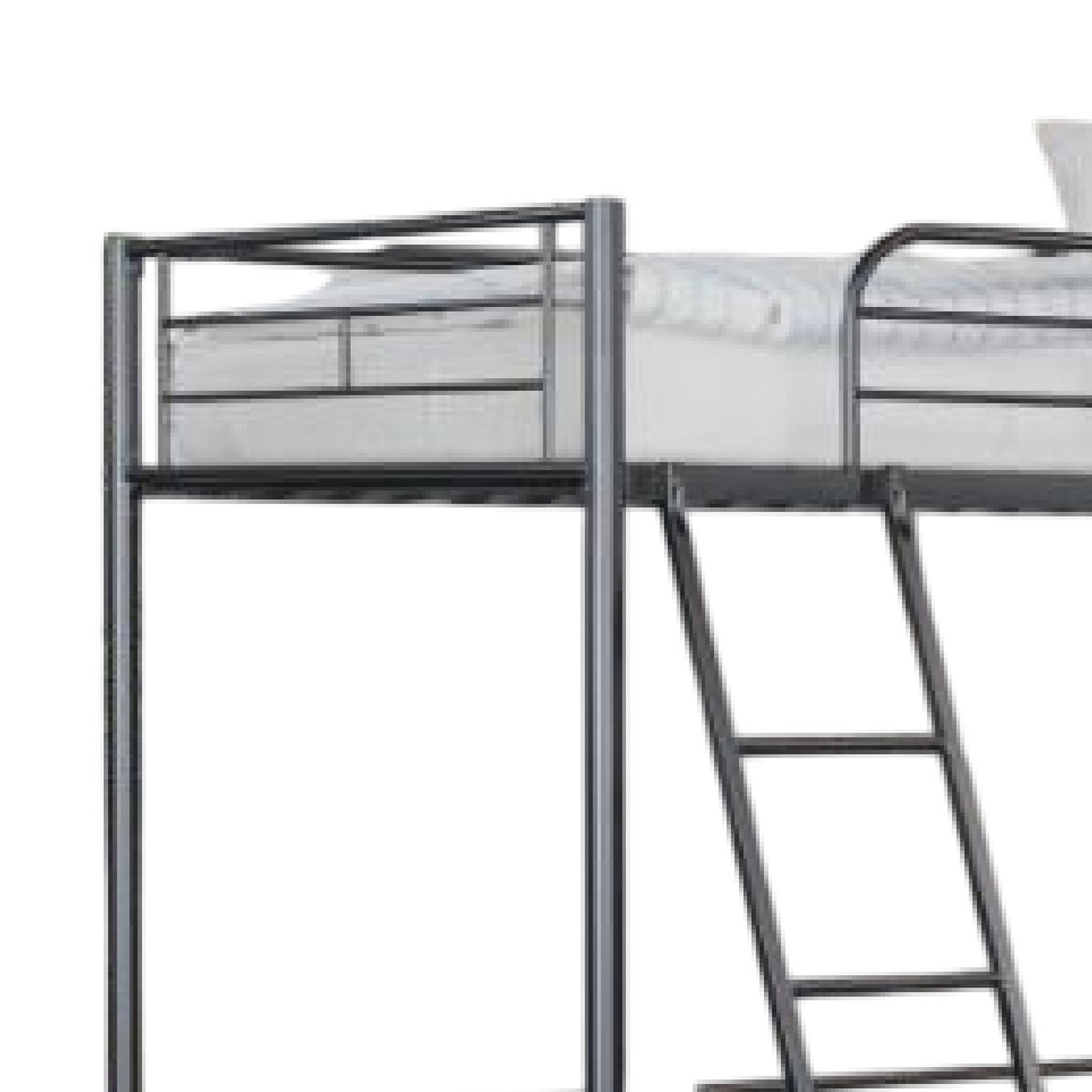 Alt View 2. Manhattan Lane - Mylz Twin Loft Bed, Black Metal Frame with Attached Angled Ladder - Black.