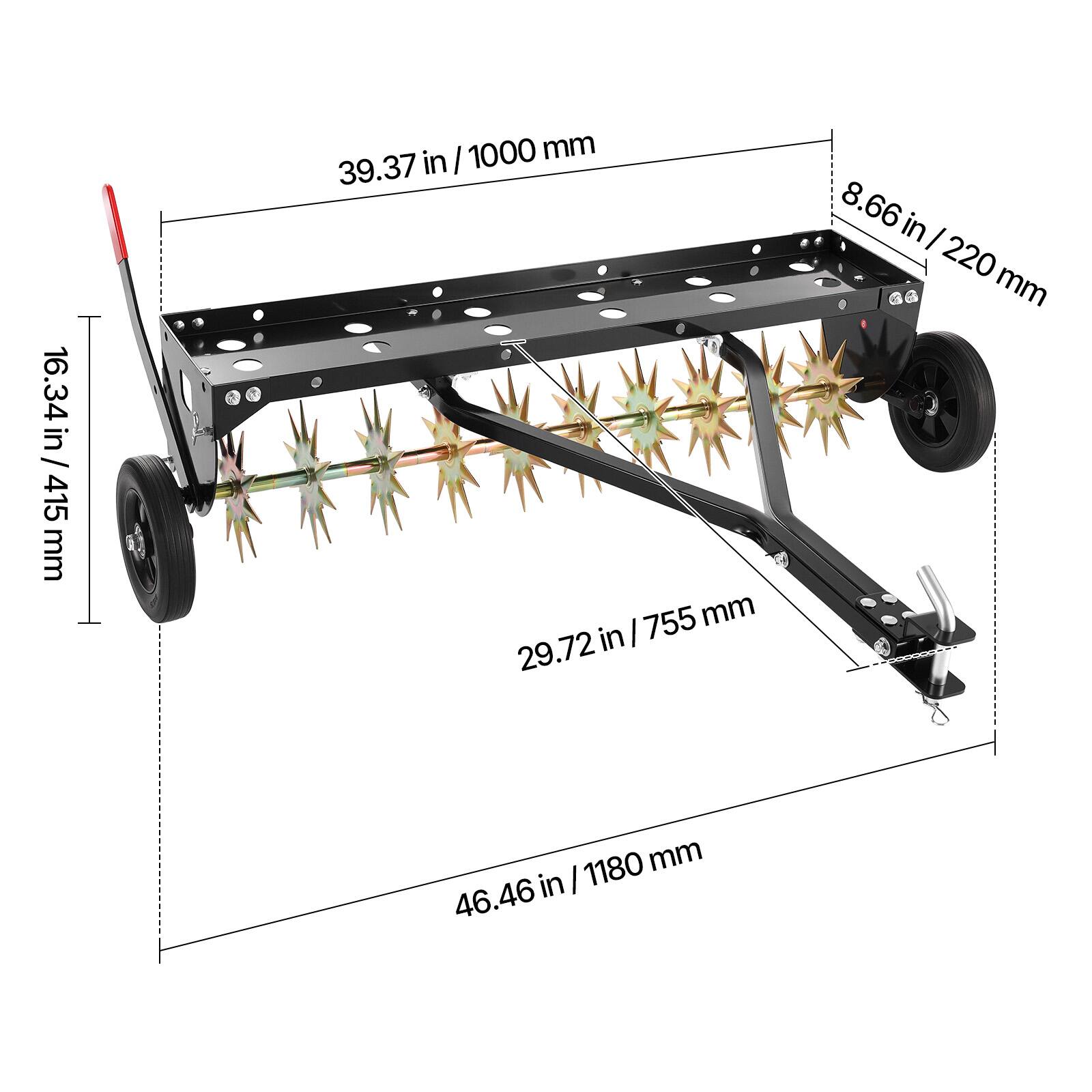 16.34 in / 415 mm  
39.37 in / 1000 mm  
8.66 in / 220 mm  
29.72 in / 755 mm  
46.46 in / 1180 mm