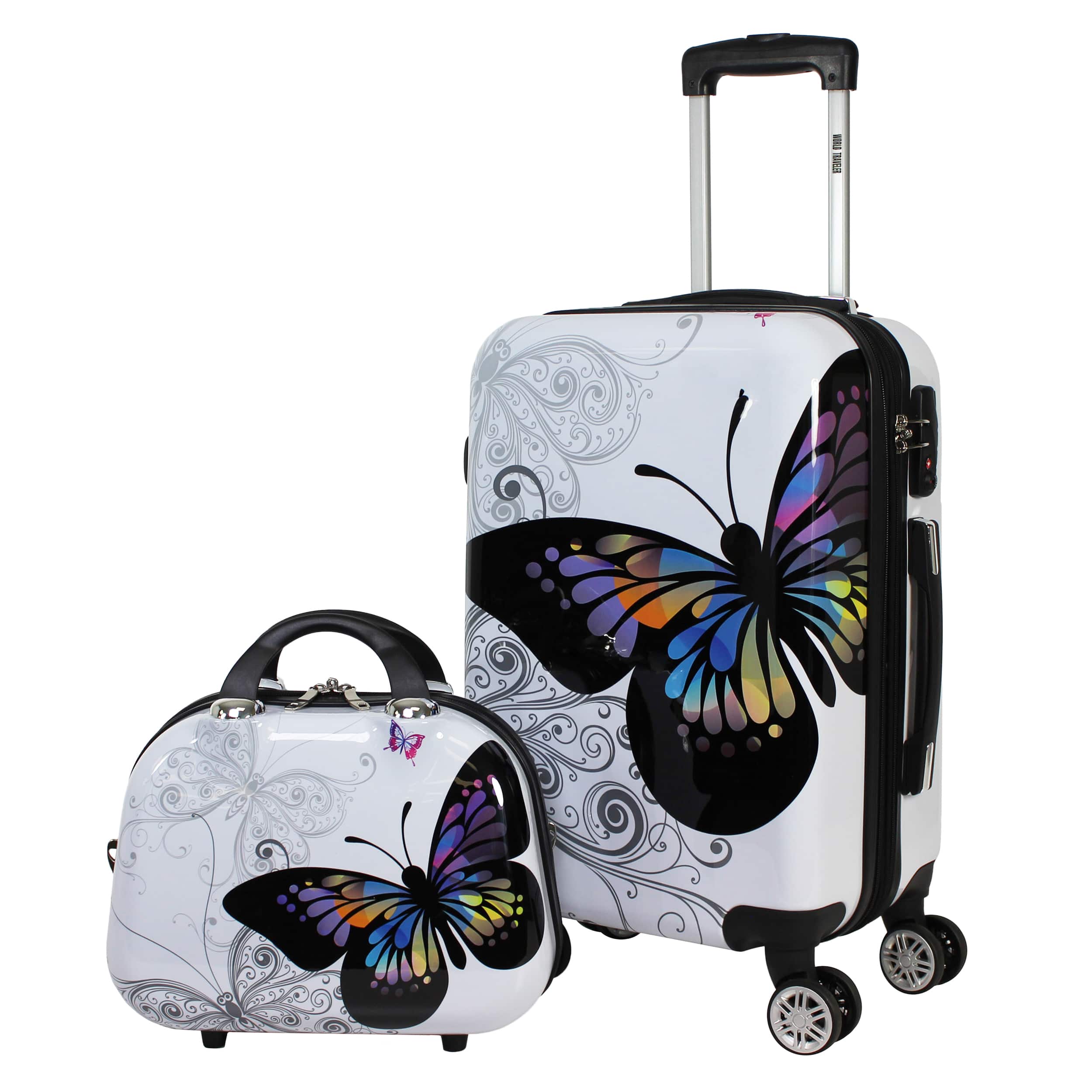 World Traveler - Butterfly 2-piece Hardside Carry-on Spinner Luggage Set - Multicolor price history on PriceWatchPro