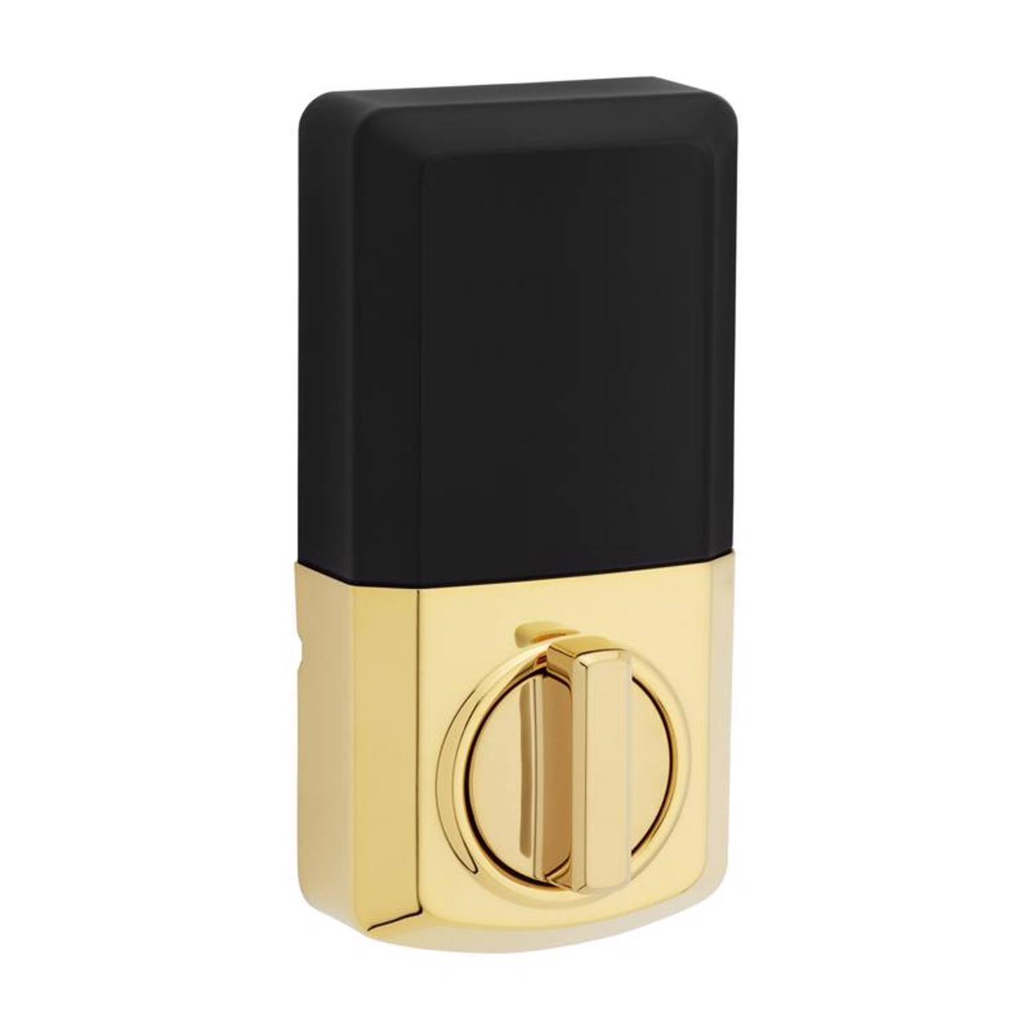 Angle. Kwikset - Kwikset Powerbolt Polished Brass Zinc Electronic Deadbolt.