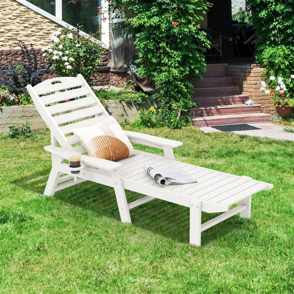Alt View 2. Kadyn - Lounge Chair Outdoor, Patio Lounge Chair,Patio Chaise Lounge Chair with 4 Position Backrest-White - White.
