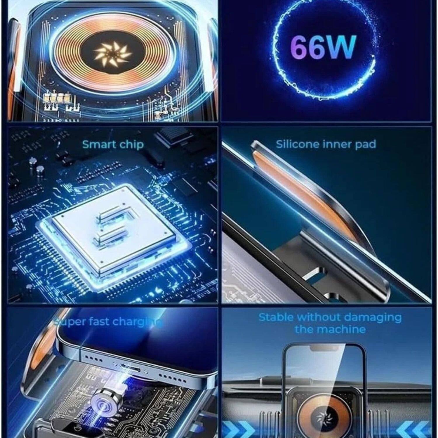 - 66W
- Smart chip
- Silicone inner pad
- Super fast charging
- Stable without damaging the machine