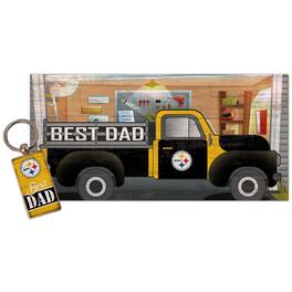 Fan Creations - Pittsburgh Steelers 6'' x 12'' Best Dad Truck Sign & Key Chain Bundle - Multicolor