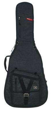 Gator - Transit Series Jumbo Acoustic Guitar Gig Bag with Charcoal Exterior, Weather-Resistant Blended Fabric Exterior - Black