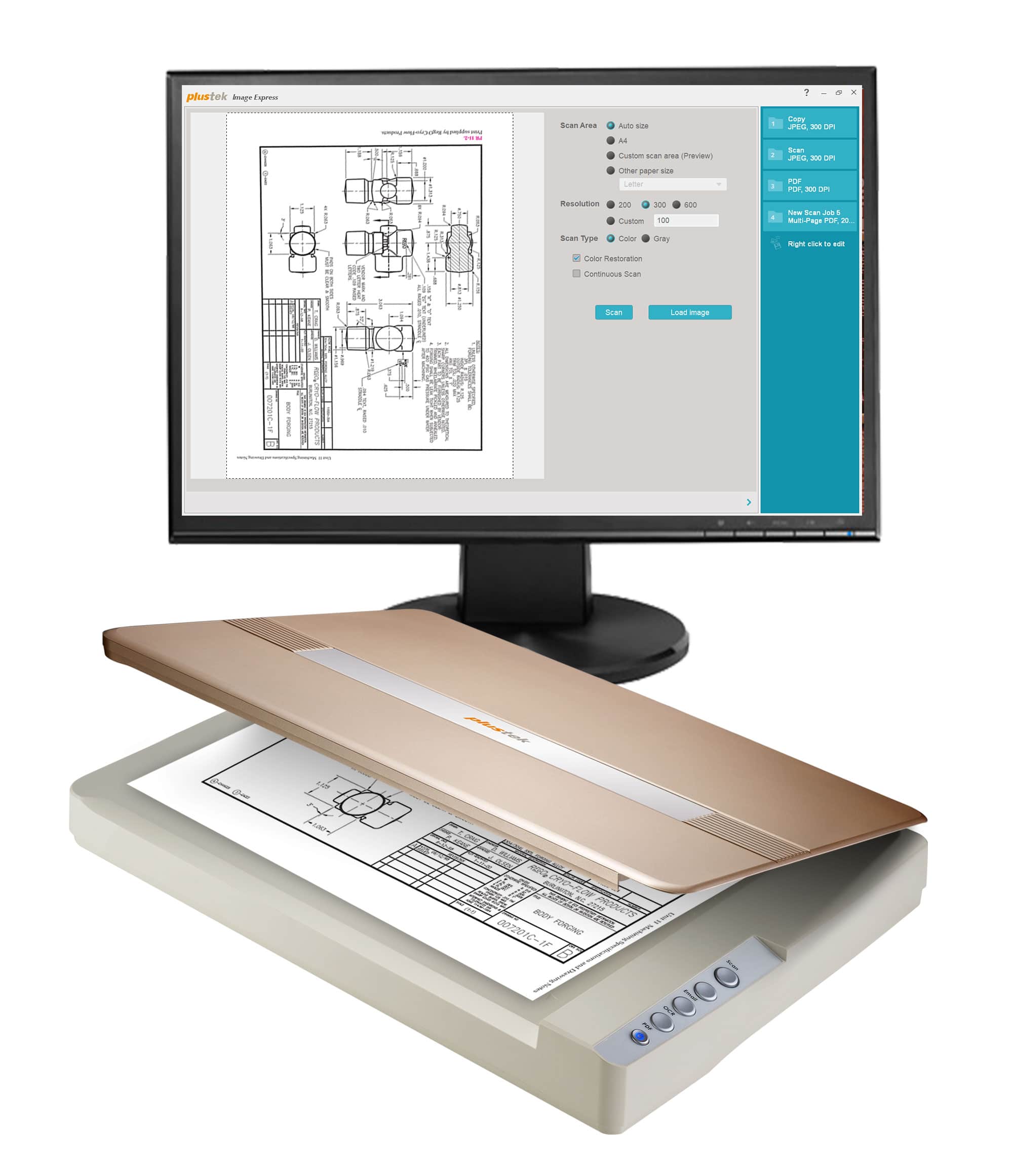 Plustek OpticSlim 1680 High Speed Large Format A3 Flatbed Scanner