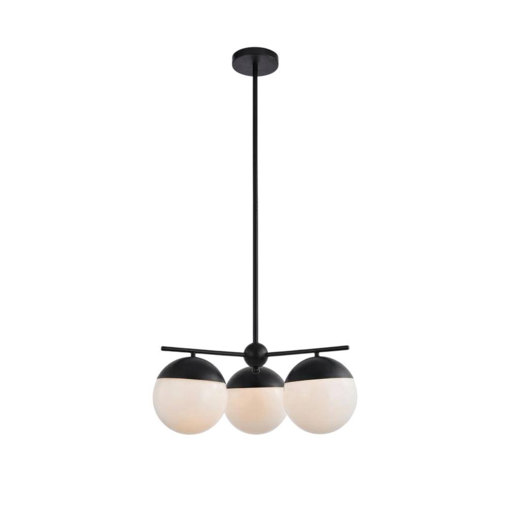 Living District - Eclipse 3 Lights Black Pendant With Frosted White Glass - Black And Frosted White price history on PriceWatchPro