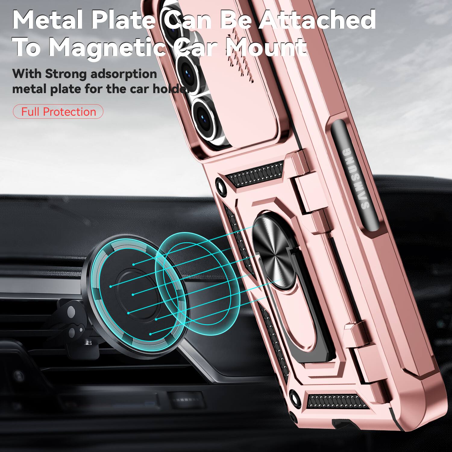 Metal Plate Can Be Attached To Magnetic Car Mount

With Strong adsorption metal plate for the car holder

Full Protection
