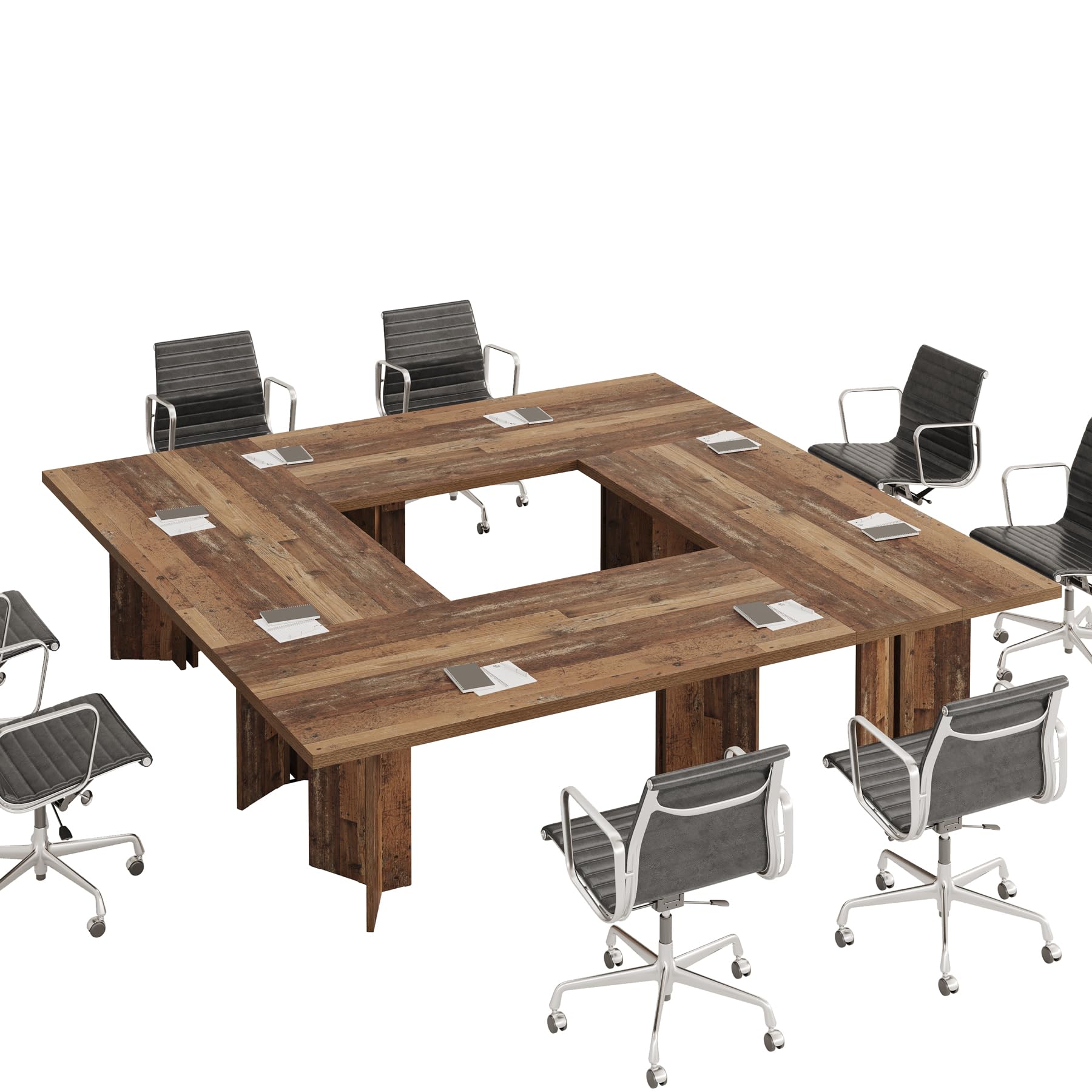 Alt View 4. Tribesigns - 5.5FT Conference Table, 63-inch Rectangle Meeting Seminar Table, Large Distressed Brown Business Tables for 4-6 People, - Distressed Brown.