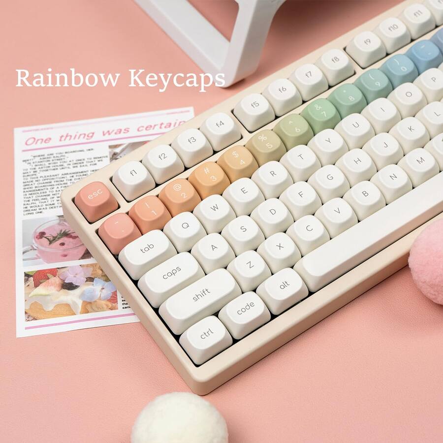 Cedar Assembly Moa Profile Keycaps Pbt Keycap Minimalist White Cute ...