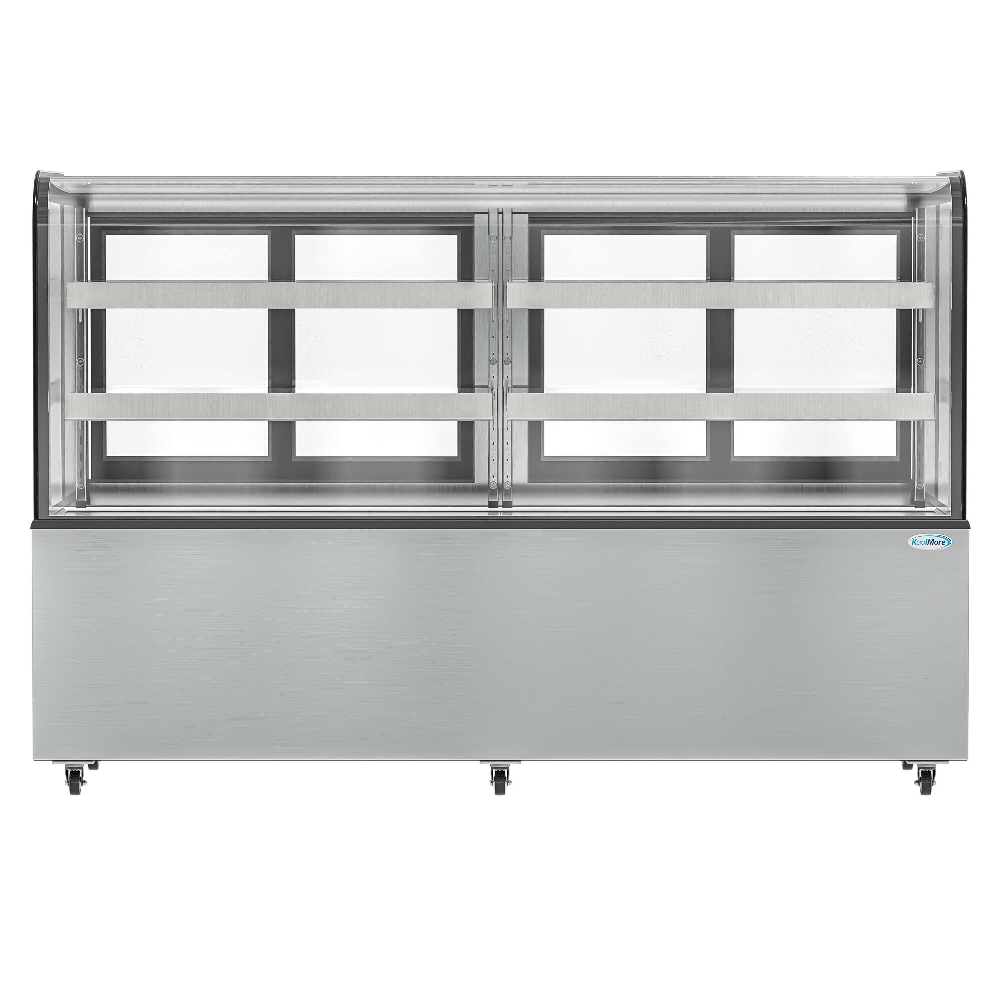Left. Koolmore - 71 in. Dry Bakery Display Case with Front Curved Glass Protection, 20 cu ft. BDC-20C. - Black.