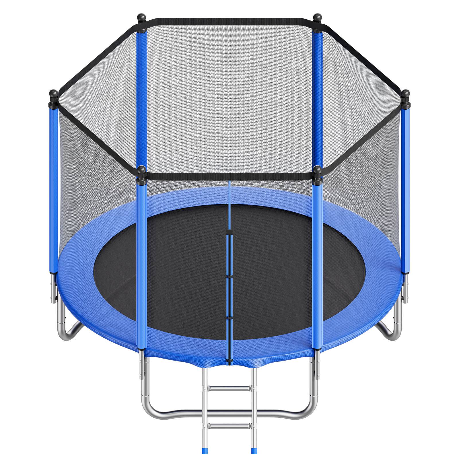 Alt View 5. VEVOR - Outdoor Trampoline, 8FT Round Recreational Trampoline with Enclosure Net, ASTM Approved, Heavy Duty Trampolines - Blue,Black.