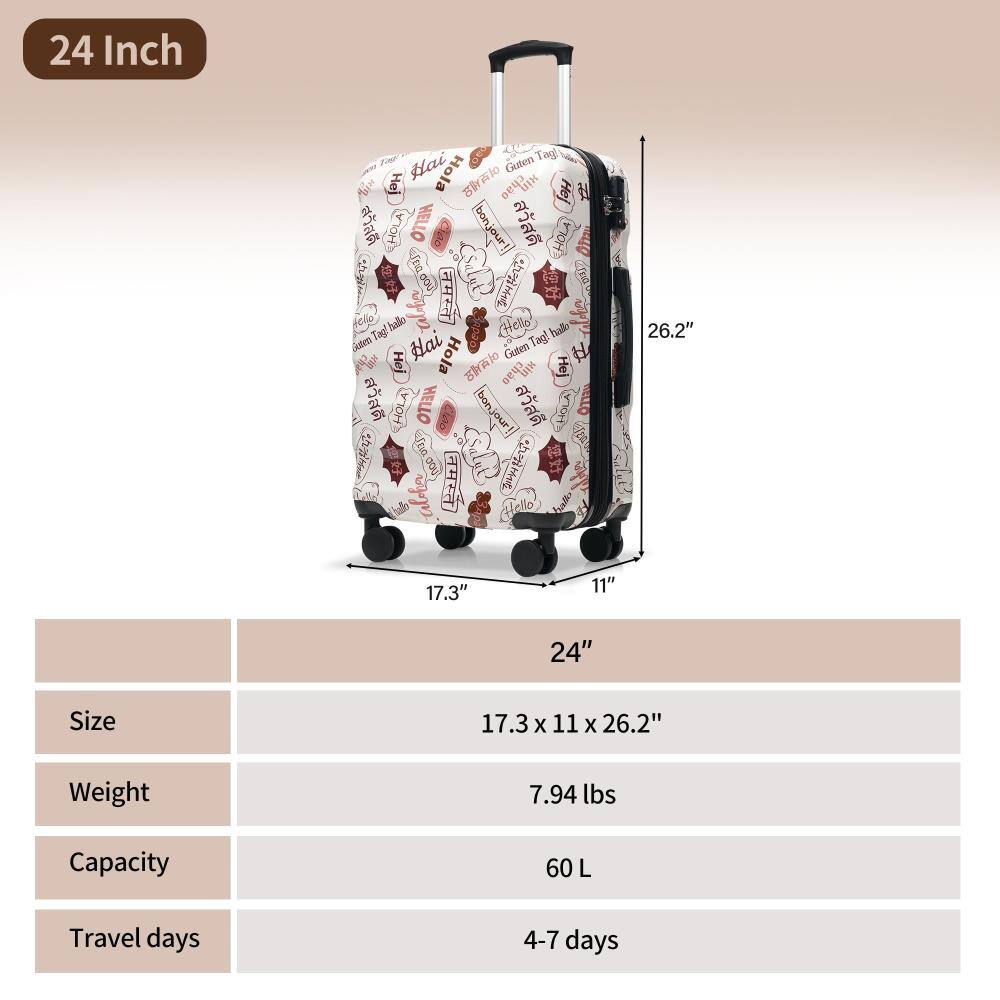 24 Inch

Size: 17.3" x 11" x 26.2"
Weight: 7.94 lbs
Capacity: 60 L
Travel days: 4-7 days