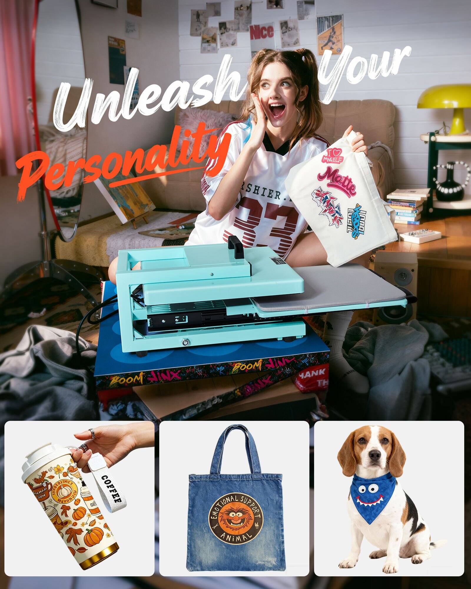 Nice Unleash Your Personality  
MIAELF SHIER  
Matte  
33  
I 0l BOOM JINX BOOM JINX  
YANK DINK TH OEELIMEN  
MAP on WAsE KTUNDL  
COFFEE EMOTIONAL SUPPORT ANIMAL