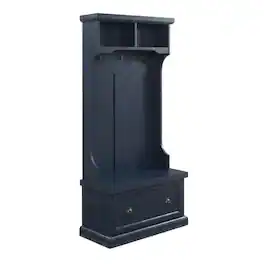 FurniFact - Hall Tree with Practical Storage and Charming Design - Navy
