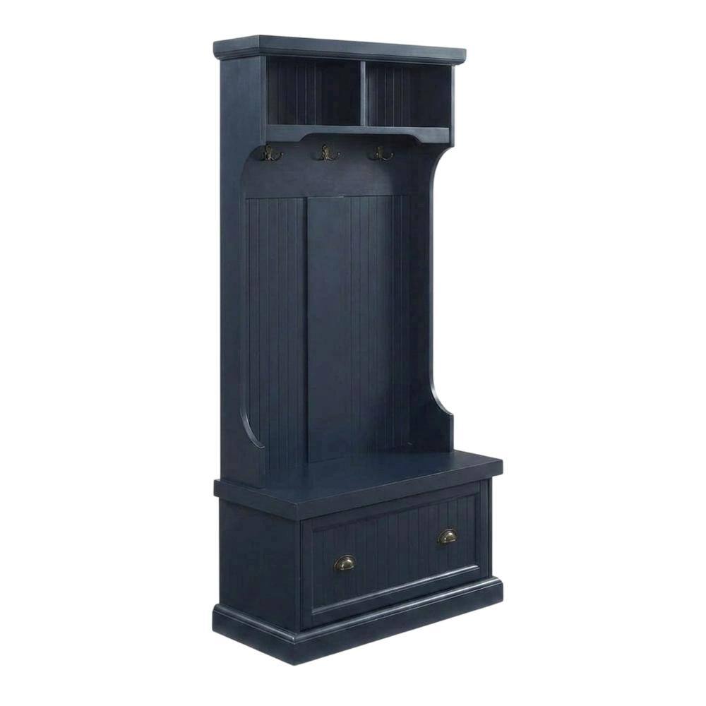 Front. FurniFact - Hall Tree with Practical Storage and Charming Design - Navy.