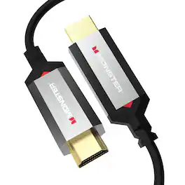 Monster - Essentials HDMI Fiber Optic Cable 16.4 ft Active Optical HDMI 2.1, 48 Gbps, 8K@60Hz, 4K@120Hz, Certified HDMI Cable - Black