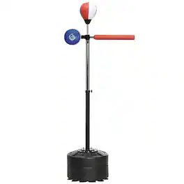 Soozier - Standing Boxing Bag with Stand, Punching Speed Bag Reaction Bar Challenge with Suction Cups - Black, Red and Blue