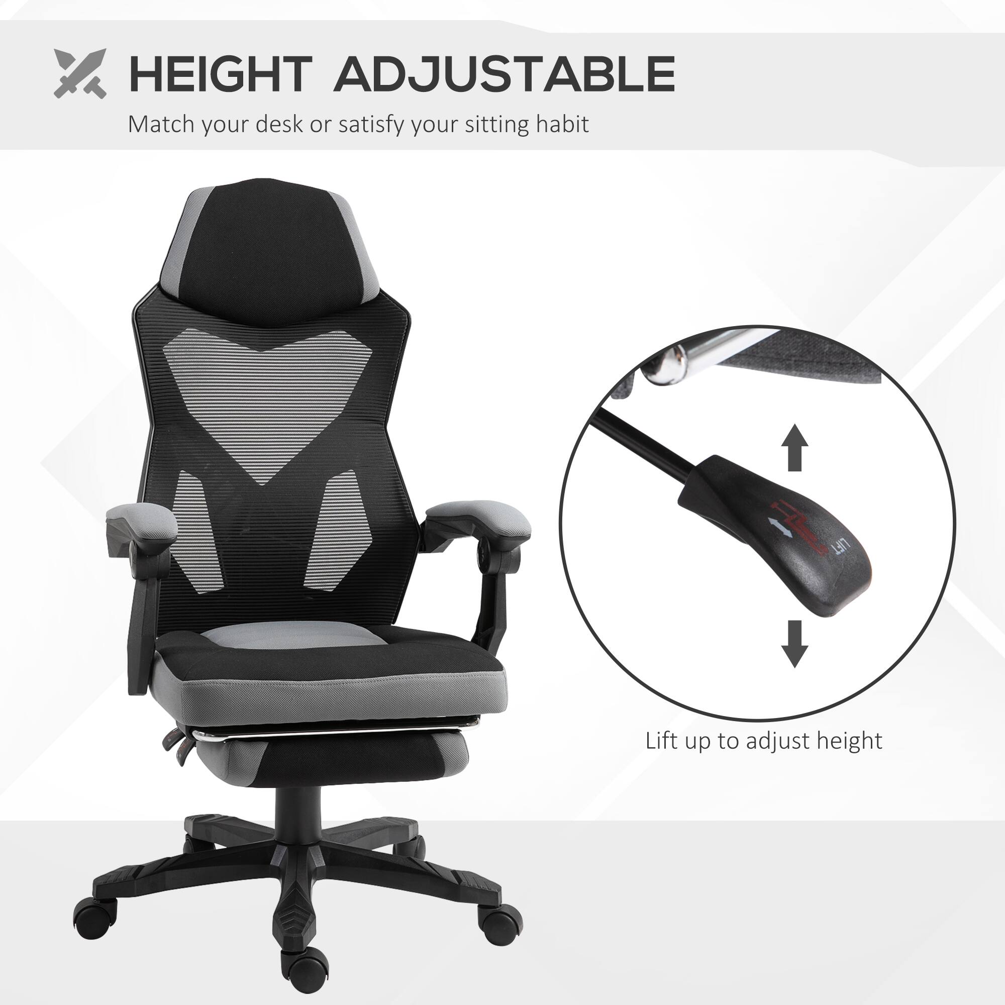 HEIGHT ADJUSTABLE
Match your desk or satisfy your sitting habit
Lift up to adjust height