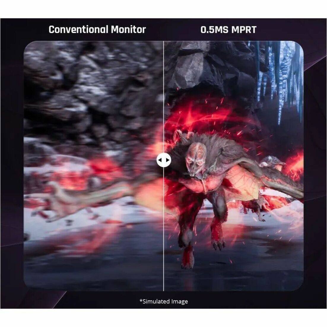 The text on the image reads: "Conventional Monitor" on the left side and "0.5MS MPRT" on the right side.