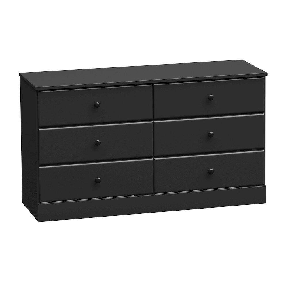 Angle. Prepac - Astrid 6-Drawer Dresser, Black - Black.