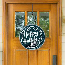 Evergreen Enterprises - Philadelphia Eagles 18" Happy Holidays Wooden Round Door Sign - Multicolor