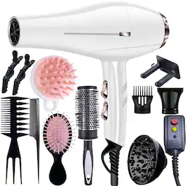 Morfone - 12pcs-in-1 Hair Drying Set. Quickly dries hair - Compact and portable, suitable for the whole family - Gift set.