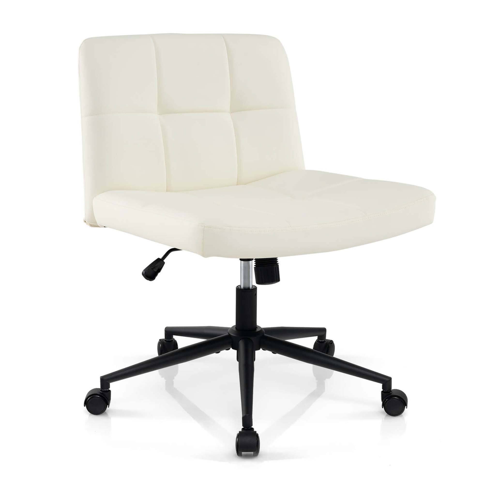 Alt View 9. Costway - Costway Criss Cross Chair with Wheels Oversized U-shaped Seat Wheels for Home Office - Beige.