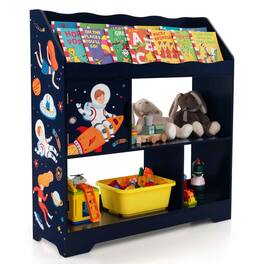 Costway - Toy Storage Organizer Display Stand 3-In-1 Kids Toy Shelf with Book Shelf - Blue