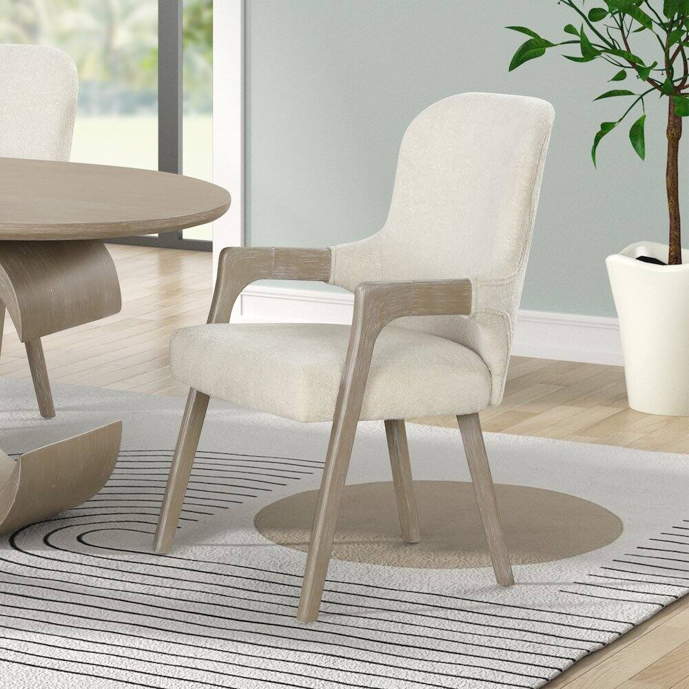 Angle. New Classic Furniture - Gwendolyn Wood Dining Arm Chair in Taupe (Set of 2) - Taupe.