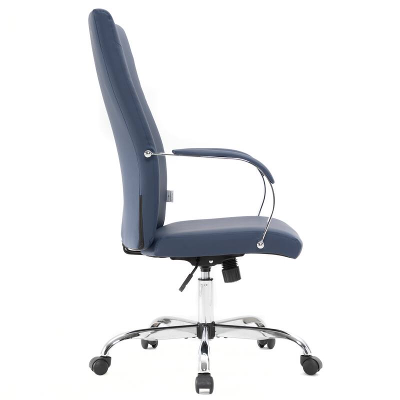 Alt View 4. LeisureMod - Sonora High-Back Leather Office Chair with Adjustable Height, Swivel, and Tilt, Desk, Conference Room, or Home Office - Navy Blue.