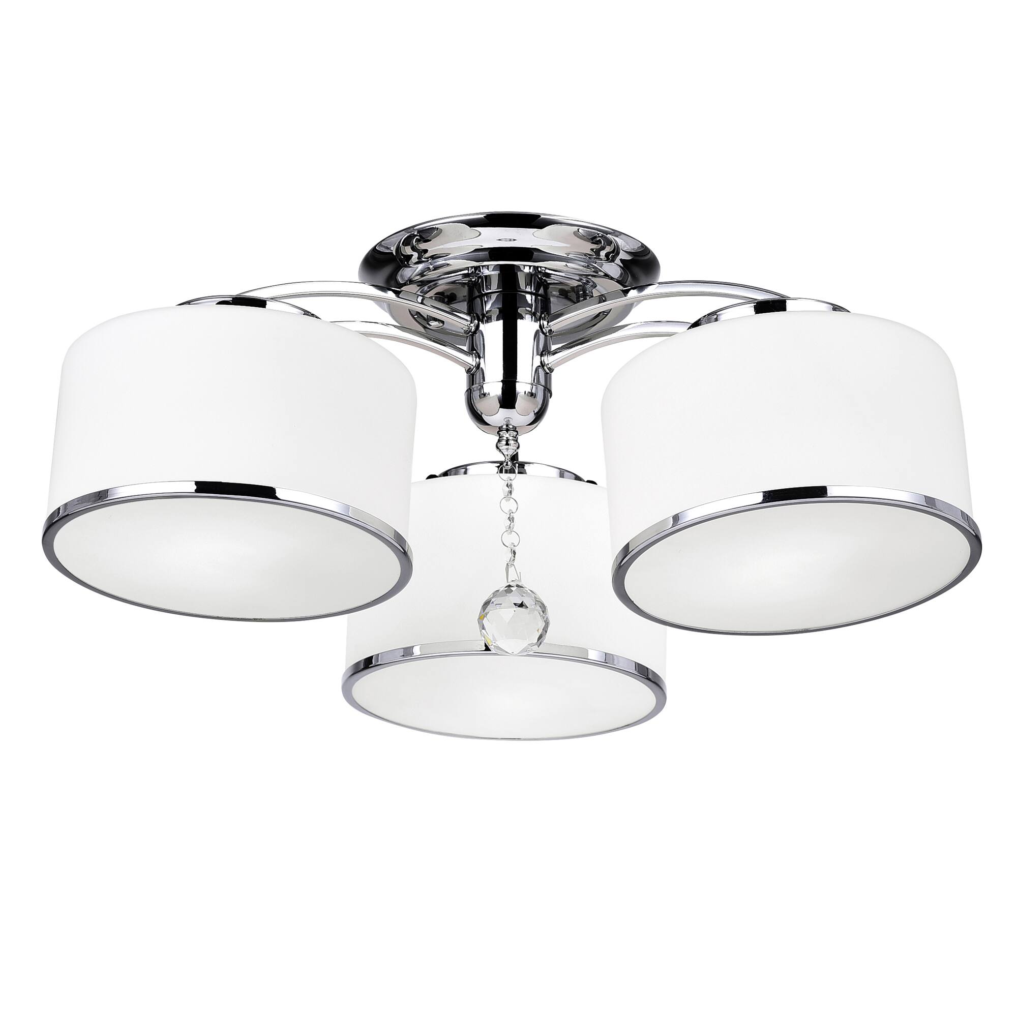 Alt View 1. CWI Lighting - Frosted 3 Light Drum Shade Flush Mount With Chrome Finish - Chrome.