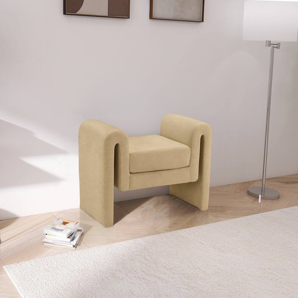 Alt View 1. Meridian Furniture - Sloan Camel Velvet Bench - Beige.