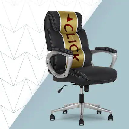 Front. Click365 - Ergonomic Executive Office Chair with Lumbar Support & Padded Arms Reclining Computer Desk Chair with Adjustable Height - Black.