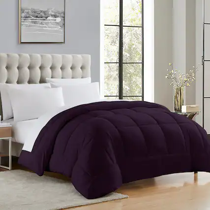 Front. Sweet Home Collection - Down Alternative Reversible All Season Solid Comforter, King - Purple.