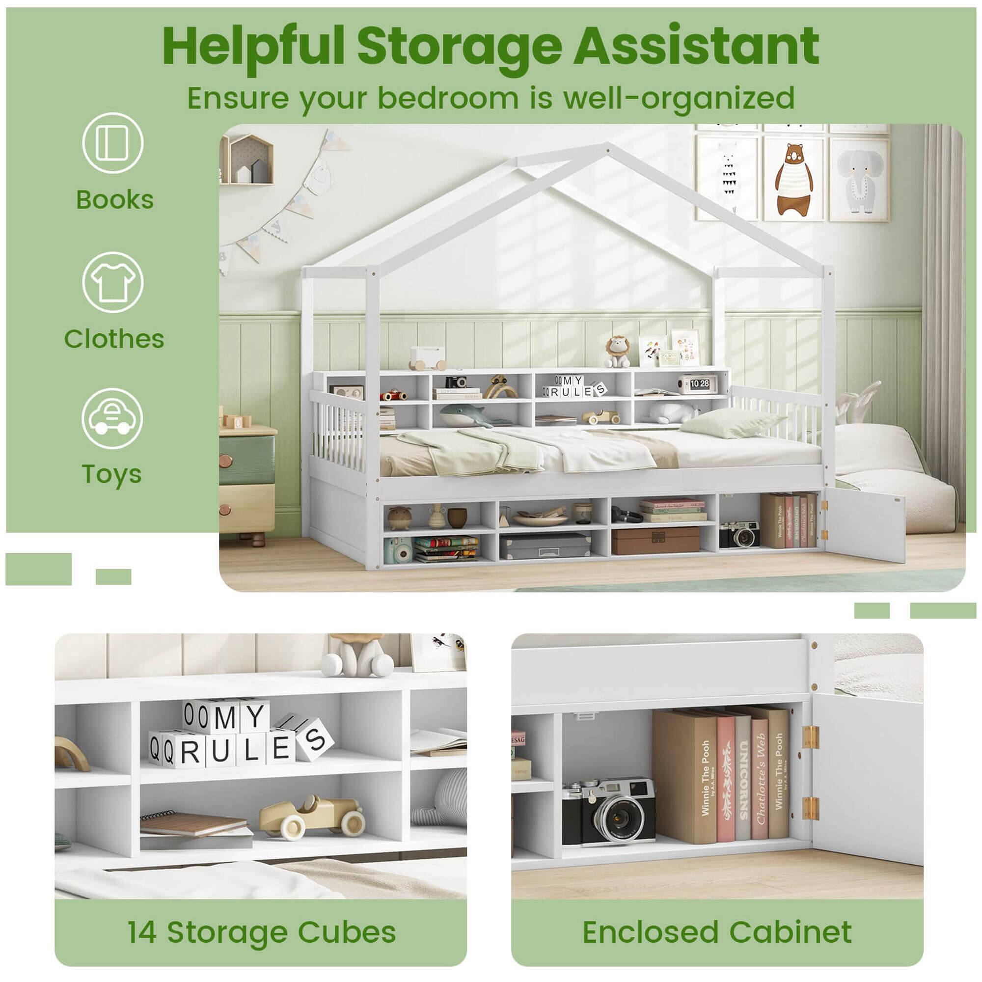 Helpful Storage Assistant: Ensure your bedroom is well-organized.

Books:
Clothes:
Toys:

Peach The Unicorns:
Winnie The Pooh:
Lottie's Chat:
Posh The Winnie The Pooh:

14 Storage Cubes:
Enclosed Cabinet:
