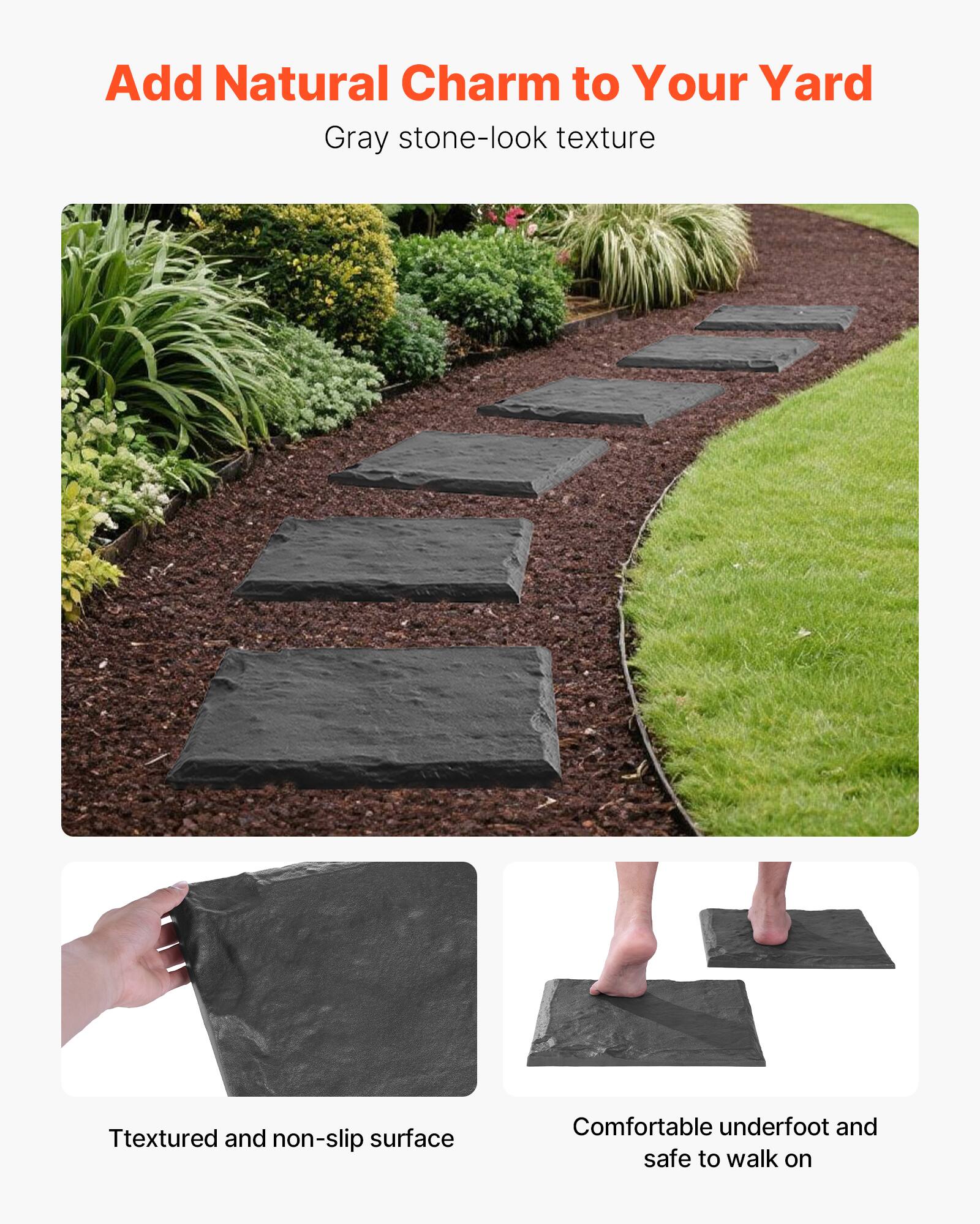 Add Natural Charm to Your Yard
Gray stone-look texture
Ttextured and non-slip surface
Comfortable underfoot and safe to walk on