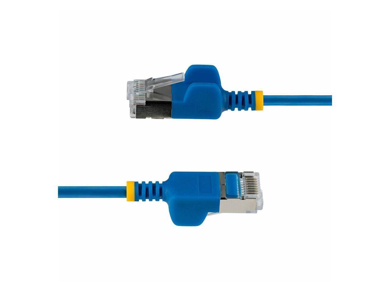 Alt View 2. StarTech.com - StarTech 7ft Blue Ultra Slim CAT6a Ethernet Cable, Snagless, U/FTP 34AWG Bare Copper, Slim RJ45 Patch Cord.