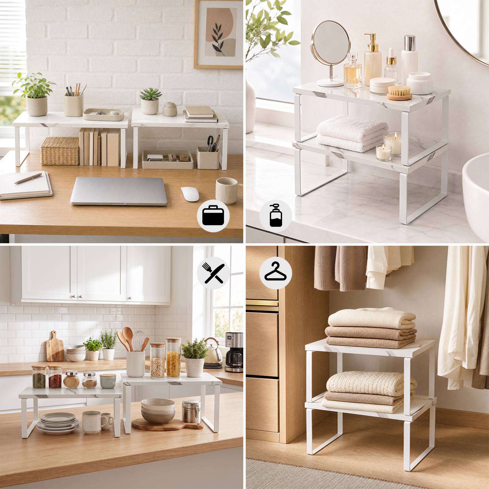 KOOMADE 2 Tier Countertop Organizer Shelf Riser, Bamboo Wood Storage ...