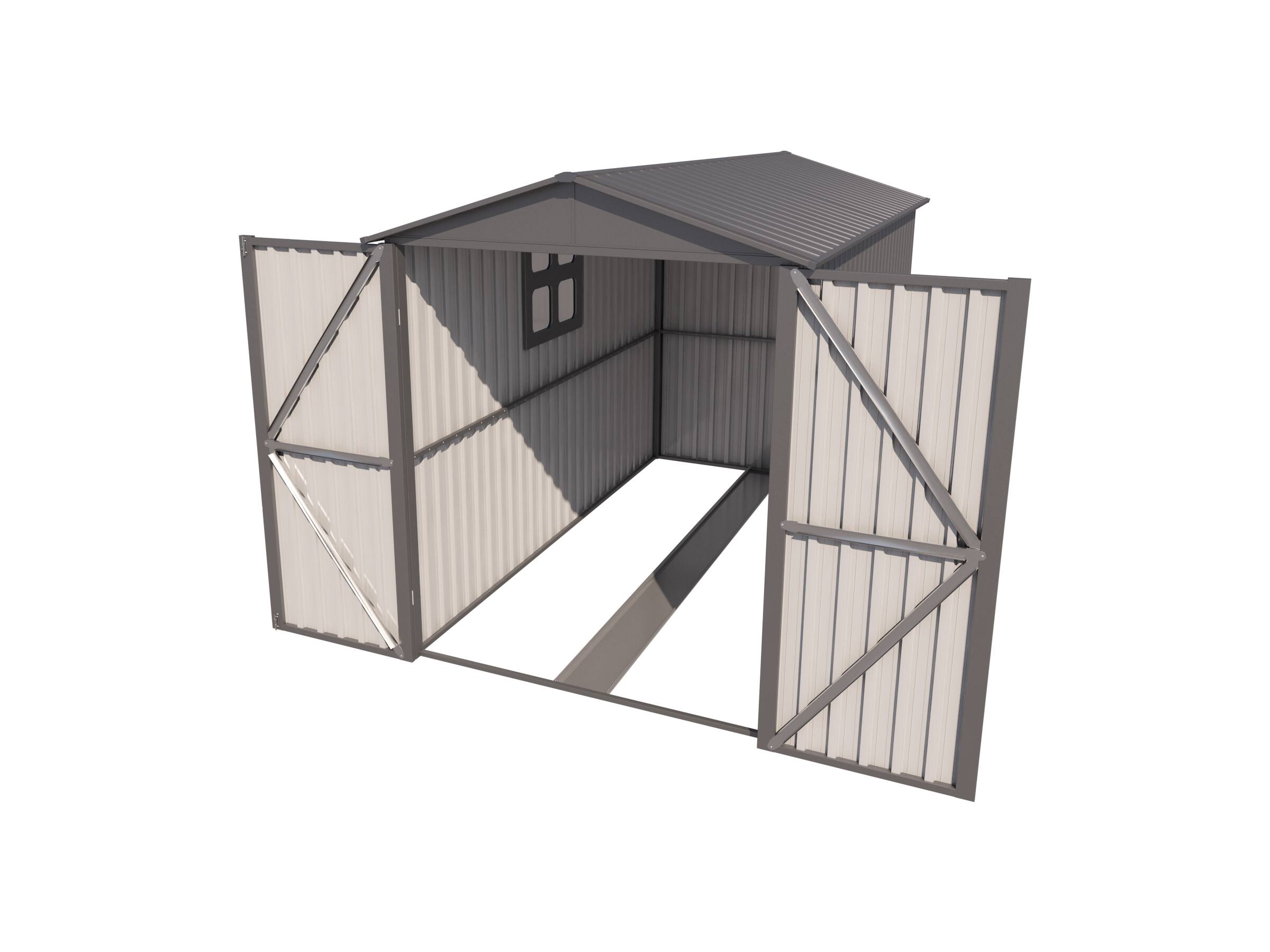 Alt View 1. Anysun - Motorcycle Outdoor Steel Storage Shed with Window & Tracks, Heavy-Duty Secure Storage for Motorcycle, Easy Assembly - Grey.