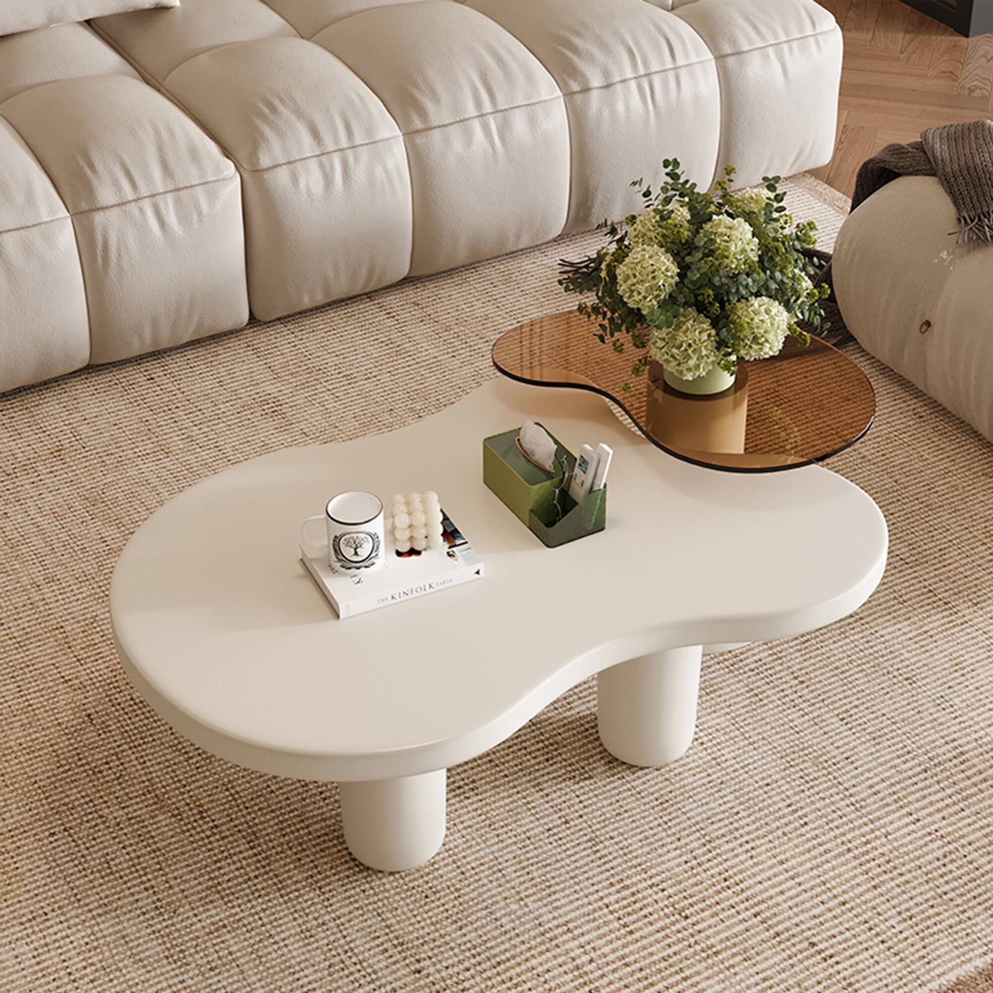 Left. APRILSOUL - Modern Oval Coffee Table Living Room Marble Pattern Sintered Stone Top Gold Stainless Steel Base - Brown.