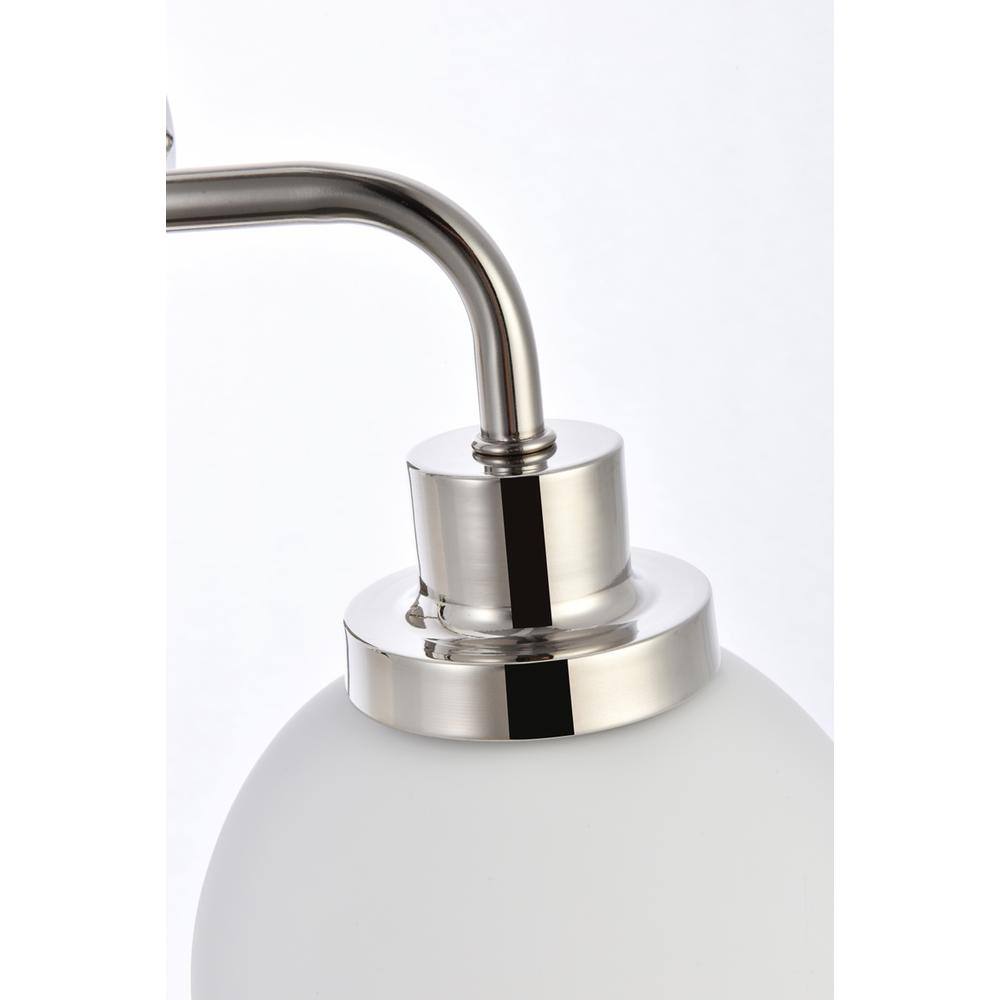 Left. Living District - Hanson 2 lights bath sconce in polished nickel with frosted shade - Polished Nickel And Frosted Shade.