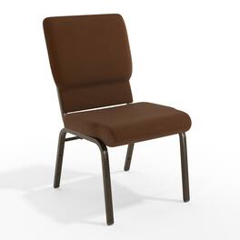 Emma + Oliver - 18.5"W Stackable Church/Reception Guest Chair - Brown Fabric/Gold Vein Frame