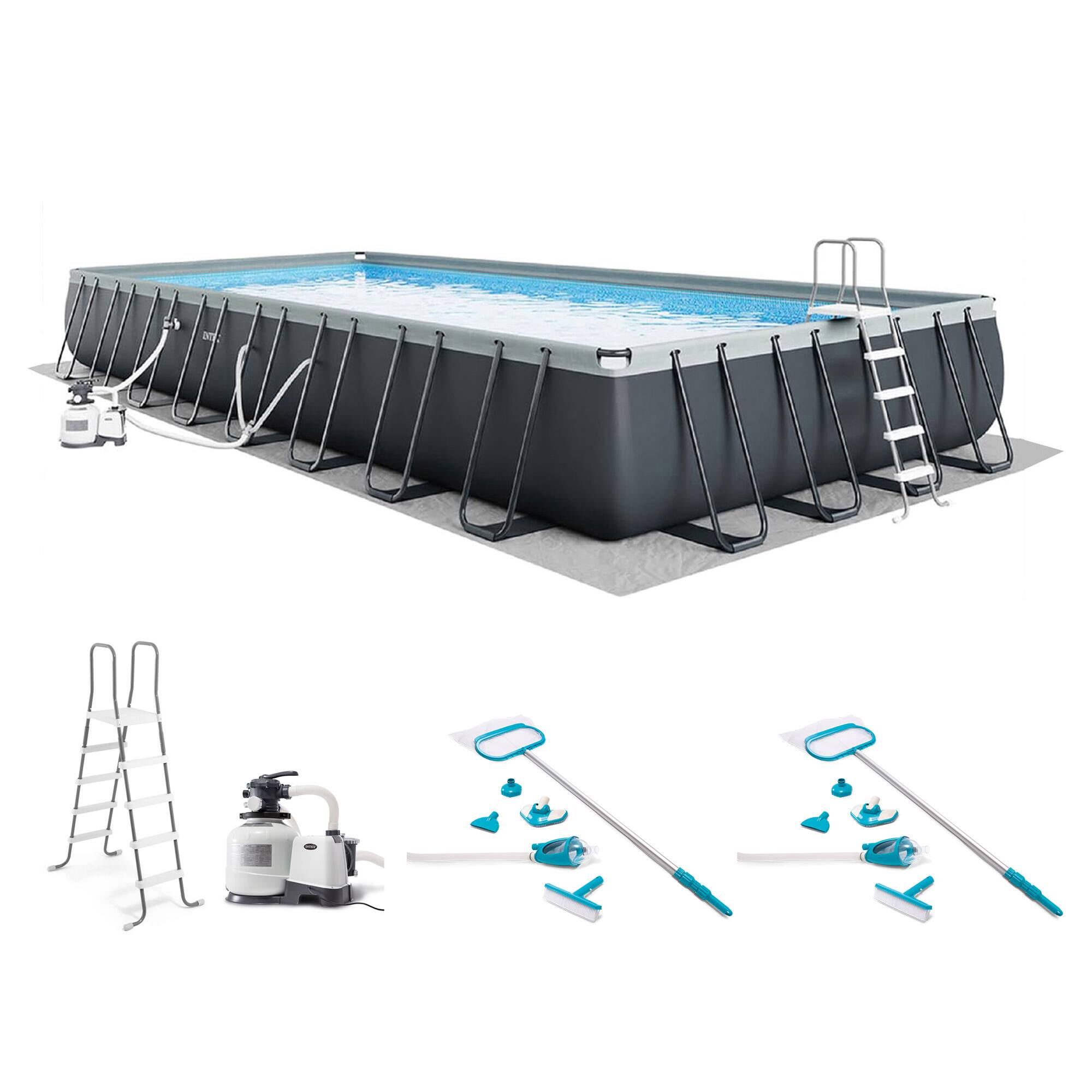 Alt View 1. Intex - Intex 32ft x 16ft x 52in Rectangular Ultra XTR Pool & Maintenance Kit (2 Pack) - Blue, Gray.