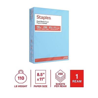 Staples Card Stock Paper  
Papier à cartes  

110 lb  
250 sheets  
8.5" x 11"  

1 Ream